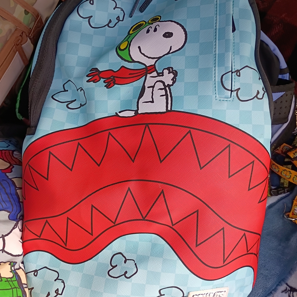 Sprayground Red & Light Blue Snoopy Aviator Backpack